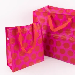 XXL Shopper Punkte aus recyceltem Material pink rot 55x48x28cm