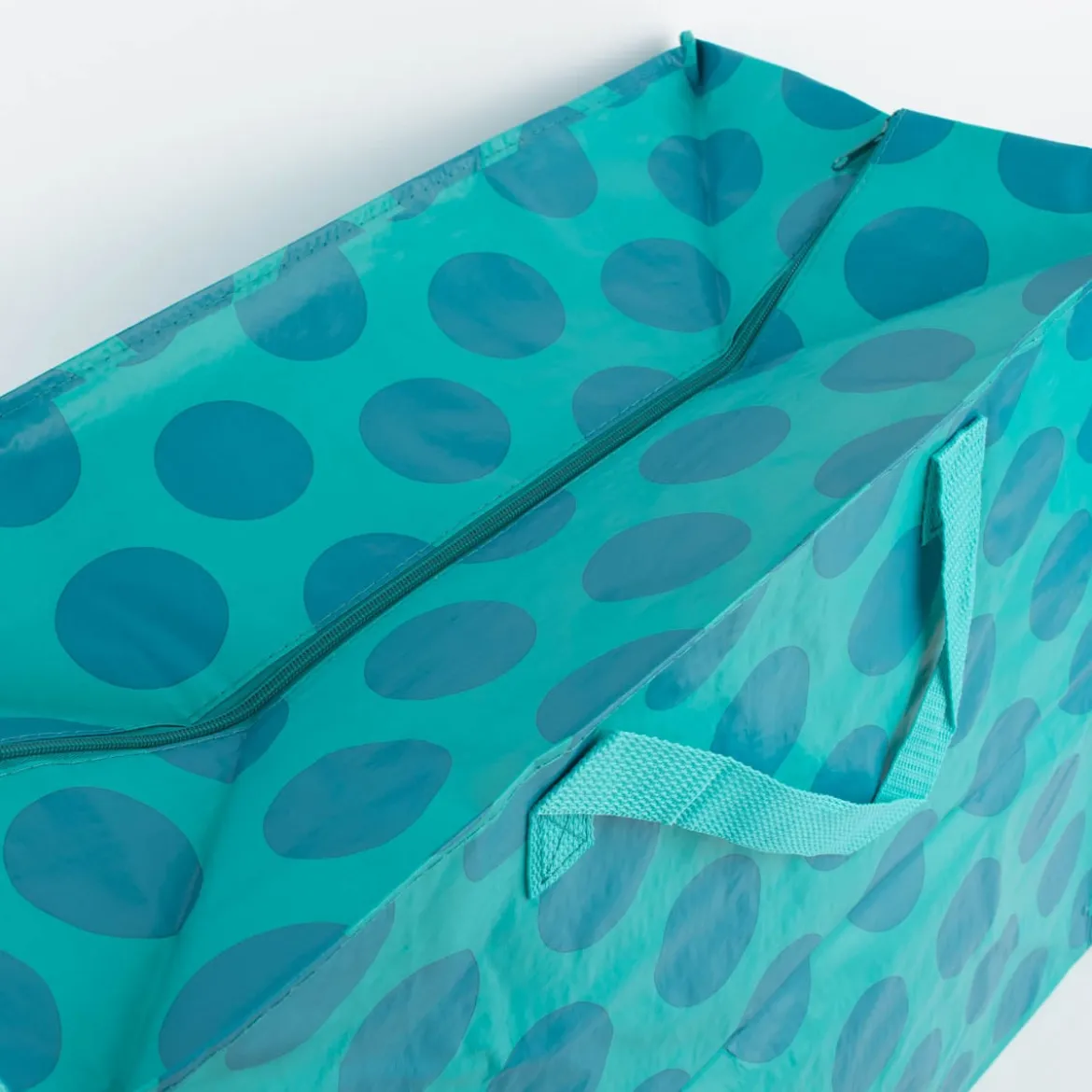 XXL Shopper Punkte aus recyceltem Material türkis blau 55x48x28cm
