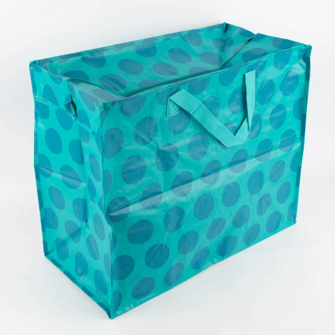 XXL Shopper Punkte aus recyceltem Material türkis blau 55x48x28cm