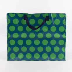 XXL Shopper Punkte aus recyceltem Material blau grün 55x48x28cm