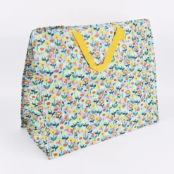 XXL Shopper Schmetterlinge und Blumen aus recycelten Material blau bunt 55x48x28cm