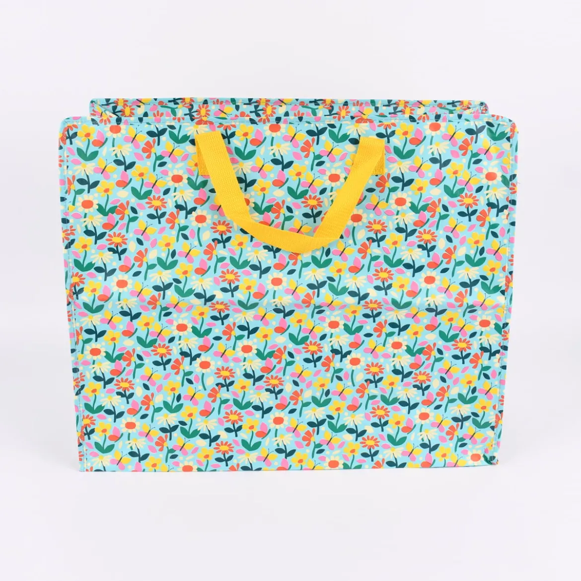 XXL Shopper Schmetterlinge und Blumen aus recycelten Material blau bunt 55x48x28cm