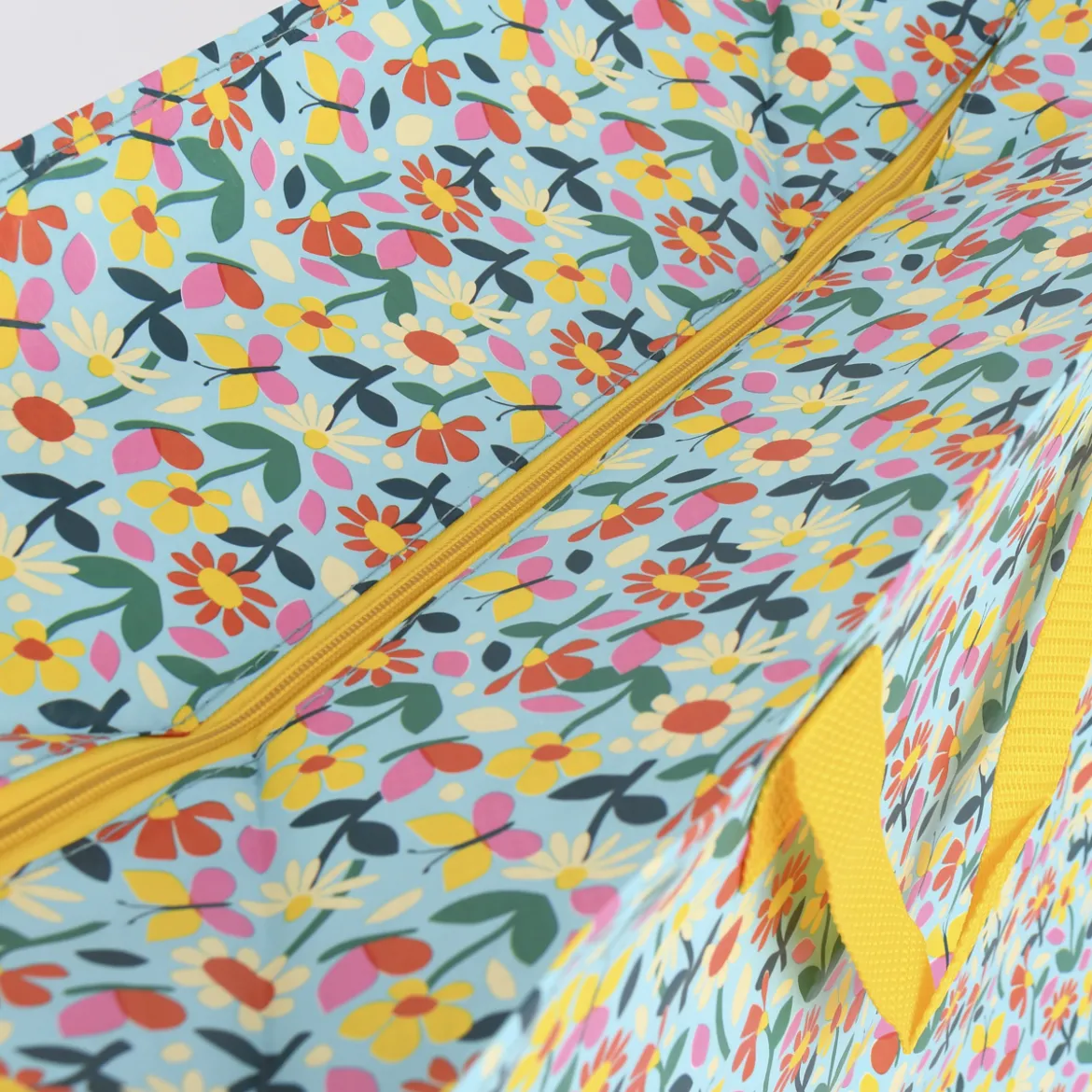 XXL Shopper Schmetterlinge und Blumen aus recycelten Material blau bunt 55x48x28cm