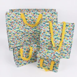XXL Shopper Schmetterlinge und Blumen aus recycelten Material blau bunt 55x48x28cm