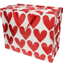XXL Tasche Herz aus recyceltem Material weiß rot 55x48x28cm