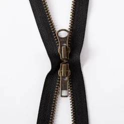 YKK Reißverschluss Metall antik 2-Wege teilbar 5mm 55cm lang in der Farbe schwarz