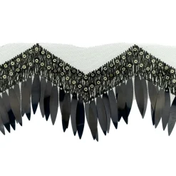 Zackenlitze Paillettenborte Glitzerborte Glitterfransen Burlesque schwarz Breite: 8cm