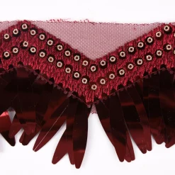 Zackenlitze Paillettenborte Glitzerborte Glitterfransen Burlesque weinrot Breite: 8cm