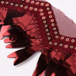Zackenlitze Paillettenborte Glitzerborte Glitterfransen Burlesque weinrot Breite: 8cm