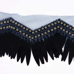 Zackenlitze Paillettenborte Glitzerborte Glitterfransen Burlesque dunkelblau Breite: 8cm