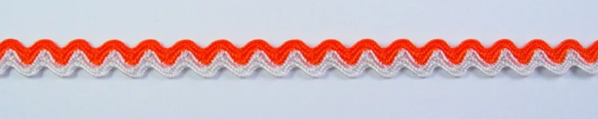 Zackenlitze Zierband orange weiß Breite: 1cm