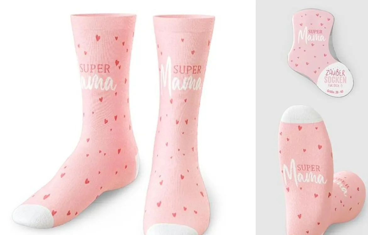 Zaubersocken Super Mama Lieblingssocken rosa Gr. 36-40 von La Vida
