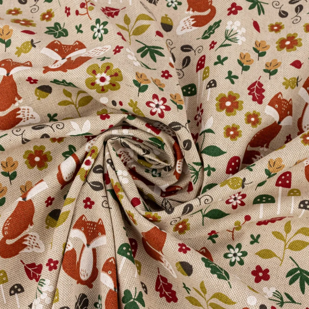 Zugluftstopper Leinenlook Autumn Woodland Fox Herbst Füchse natur bunt verschiedene Größen von SCHÖNER LEBEN.