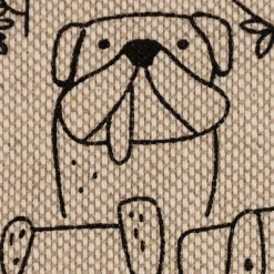 Zugluftstopper Leinenlook Dog Cartoon Line Hunde natur schwarz verschiedene Größen von SCHÖNER LEBEN.