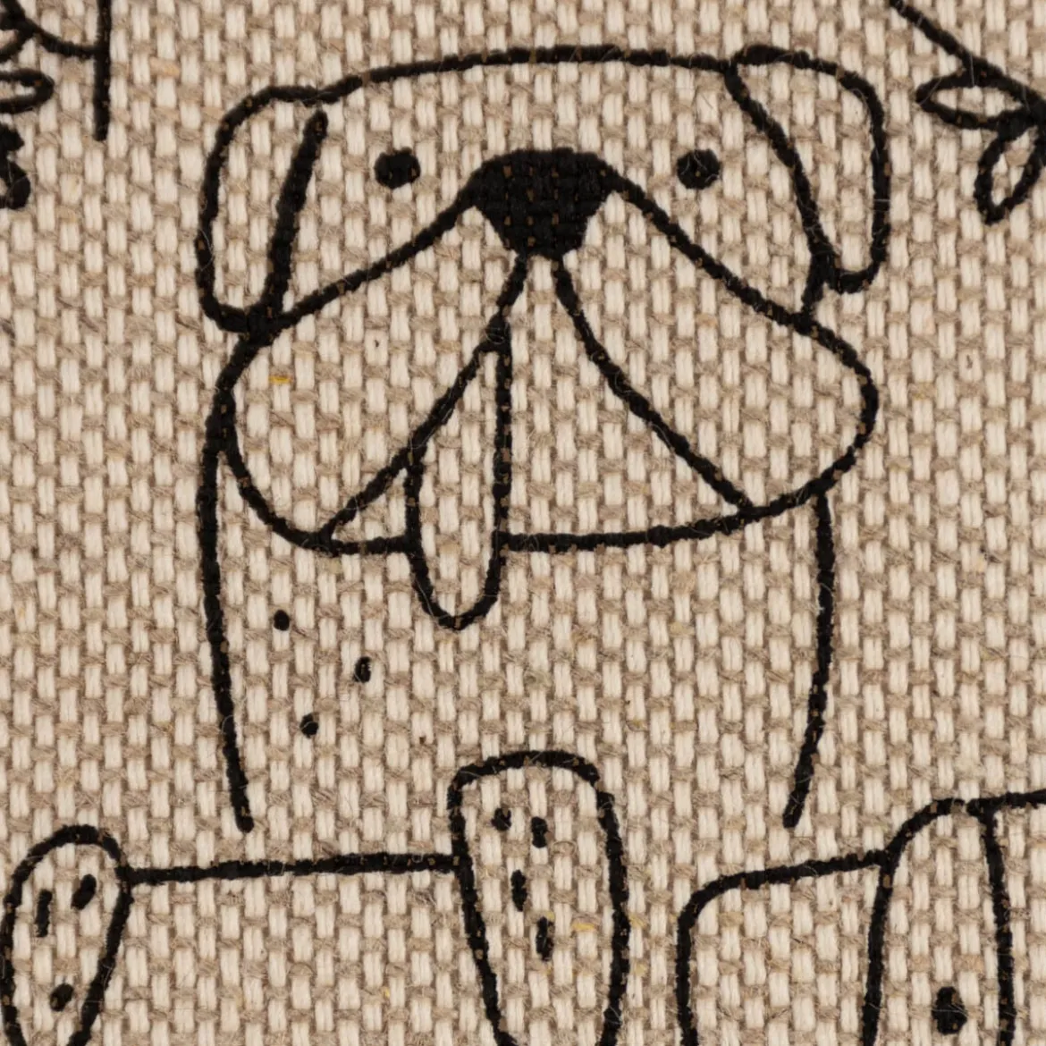Zugluftstopper Leinenlook Dog Cartoon Line Hunde natur schwarz verschiedene Größen von SCHÖNER LEBEN.